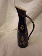 Alte Porzellan Vase 1762 Kobalt-Blau, Floral Gold-Design 21 cm Mit Henkel