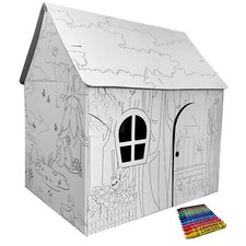 Kinder Malhaus Spielhaus Papphaus mit Türen – Malkarton zum Bemalen - Frühling