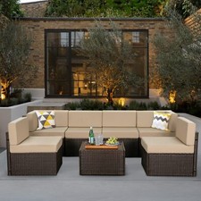 7 Pieces Patio Sofa Set PE