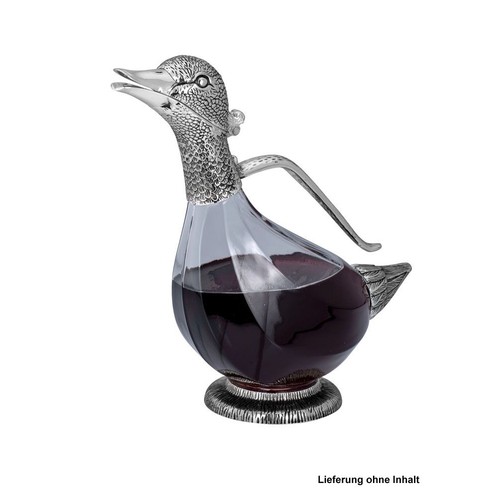 Wein dekanter ente versilbert - wein,