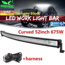 52 Zoll 675W Curved LED Lichtleiste Arbeitsscheinwerfer Auto Offroad + Kabelbaum