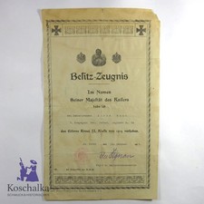 Besitzzeugnis Eisernes Kreuz 2. Klasse, 1. Weltkrieg - Original (6834EB)