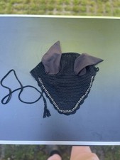 Fliegenohren Fliegenhaube schwarz mit Strass, Full