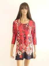 Tunika Shirt Longtunika Longshirt 84cm lang Print Leo Rot Schwarz Weiß 48 XL Neu