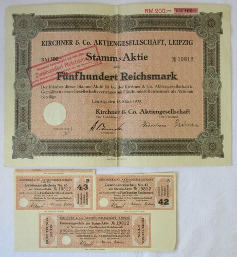 500 reichsmark aktie kirchner - reichsmark,