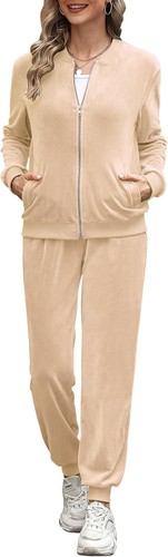 Damen velours jogginganzug mit - damen,
