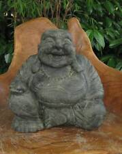 Happy Buddha  Indonesien Lavastein Skulptur Statue Feng Shui Garten Dekoration