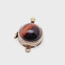 Schmuckschließe 835 Silber Steinchen, Kettenverschluss/Armband Antik Tiegerauge 