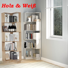Eck-Bücherregal Eckregal Standregal Holzoptik Regal Aufbewahrung 5 Ebenen175cm
