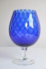 Made in Italy Empoli ? Glas Vase XXL Weinglas auf Stiel Facettiert Blau Vintage