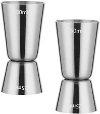 2x Edelstahl Messbecher Jigger 25/50ML Cocktail Shaker Bar Spirituosen Getränke 