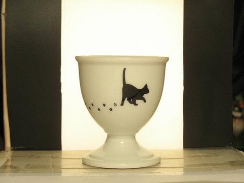 Eierbecher katze alt schwarz - eierbecher,,