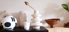 Steingut vase wellen groß - steingut,