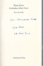 Gedanken über Gott: Drei Versuche (Bibliothek Suhrkamp) Jonas, Hans Buch