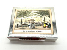 Tolle antik Zigarrendose 925er Sterling Silber Tabak Dose Stadtbild Hamburg