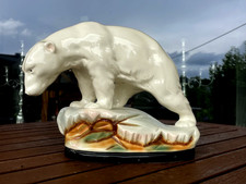 imposante 27 cm Art Deko Porzellan Figur Eisbär Spritzdekor Keramik TOP von Oma