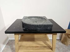 B-Ware 40 cm Marmor-Waschbecken SAMBA schwarz rund eckig Bad Handwaschbecken