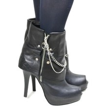 43 Stiefelette Damenstiefelette High Heels Kette Plateau Leder Miss Sixty 36