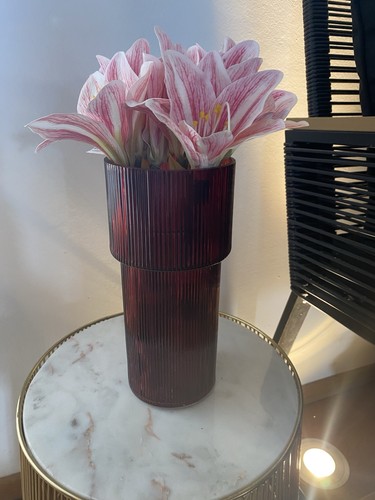 Boltze glas riffle vase rot - boltze,