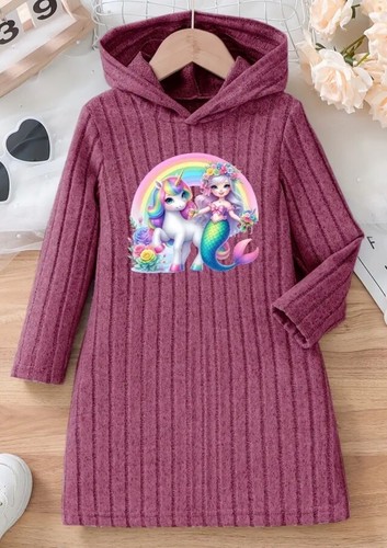Mädchen-Langarm-Kapuzenkleid