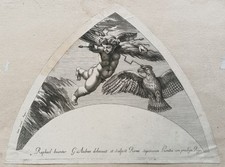 Putto Blitze Adler Zeus Audran n. Raffael Kupferstich Zwickel Mythologie 19.Jh.