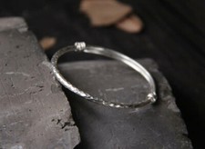 B25 Armband Armreif gehämmert Sterling Silber 925 größenverstellbar