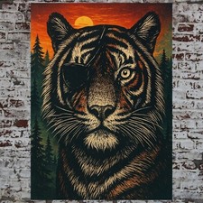 Tiger mit Augenklappe Poster