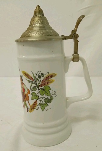 Alter bierkrug porzellan mit - bierkrug,