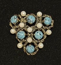 Vintage Brosche mit Perlen und