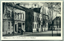 AK Brandenburg Werneuchen Barnim, Karl-Liebknecht-Platz Rathaus, ungelaufen 1956