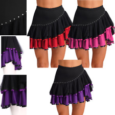 DE Damen Latein Salsa Tango Rock Hosenrock Hohe Taille mit Rüschen Tanzkleidung