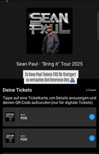 2x Sean Paul Tickets Front Of Stage Stuttgart Zu Verkaufen