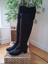 Zara Overknee Stiefel Gr.39 Velour-Leder-Optik schwarz 