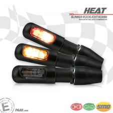 SMD Mini Blinker Rücklicht Heat Alu schwarz 3 in 1 getönt E-geprüft Motorrad