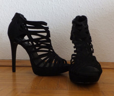 *CATWALK* offene Pumps - schwarzes Wildlederoptik - 13 cm Absatz in Gr. 38