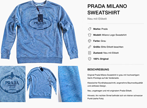 Prada milano sweatshirt grau - prada,