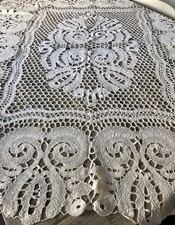 Antik Filetspitze Tischdecke