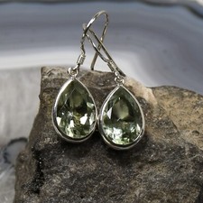 Prasiolith Ohrring, 925er Silber, Edelstein Ohrringe (30014), Edelsteinschmuck