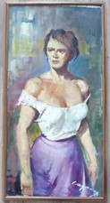 Franco CAPECE 1964 Italien Bari Portrait Frau Mädchen 55x105cm #127