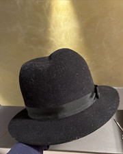 Damen Hut schwarz 100% Wolle Made in England Umfang ca. 56-57 cm, Vintage, Filz