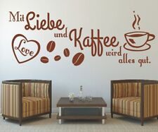 Wandtattoo Kaffee Küche Spruch Mit Liebe und wird alles gut Wandsticker Coffee 1