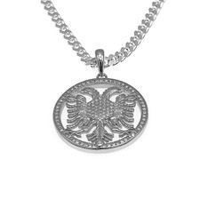 925 Sterling Silber Anhänger Albanische Adler Doppelkopf Albanien Flagge  056