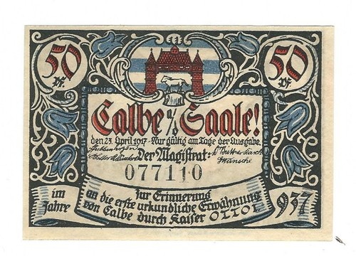 Notgeld calbe saale stadt - -,