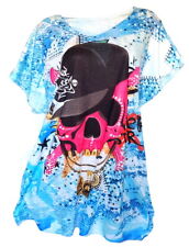 ITALY Damen SHIRT Longshirt T-Shirt Größe 40 42 44 Skull NEU M4 IT278