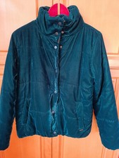Jacke Winter warm gefüttert gesteppt Samt Tannengrün petrol Gr. M