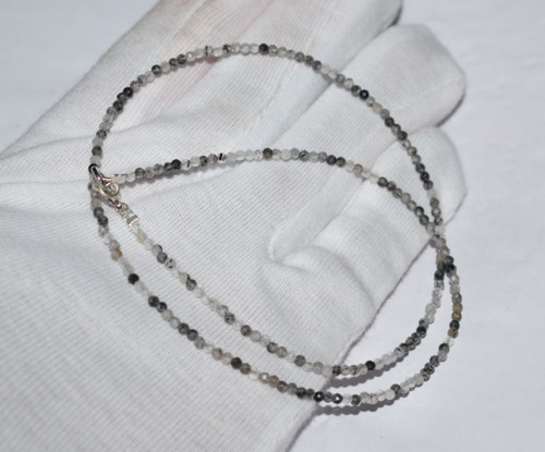 Schwarze rutil halskette 2mm - schwarze,