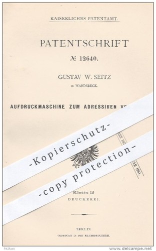 Original patent gustav w - original,