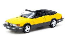 SAAB 900 Turbo Cabrio + Cards  - yellow - Tarmac 1:64