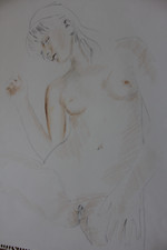 Akt mit gespreizten Beinen - Erotik - Handzeichnung - explizit - 30x42 cm