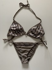 CALZEDONIA COBEY TRIANGEL BIKINI ♥ KHAKI OLIVE GRÜN MIT PAILETTEN ♥ GR.36/38 = S